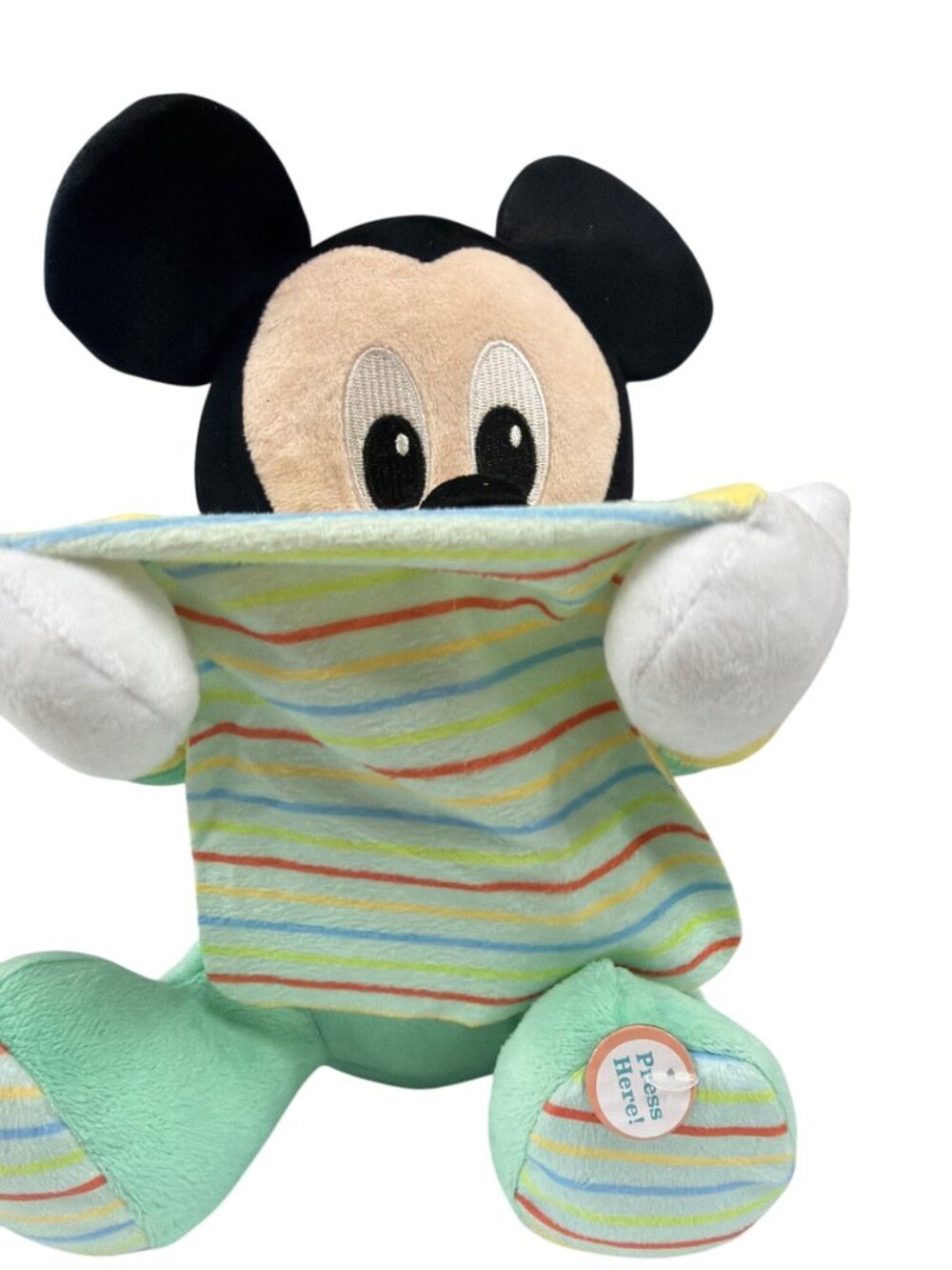 Disney Baby Mickey Mouse Peek-A-Boo Interactive Plush With Striped Blanket - Picture 2 of 7